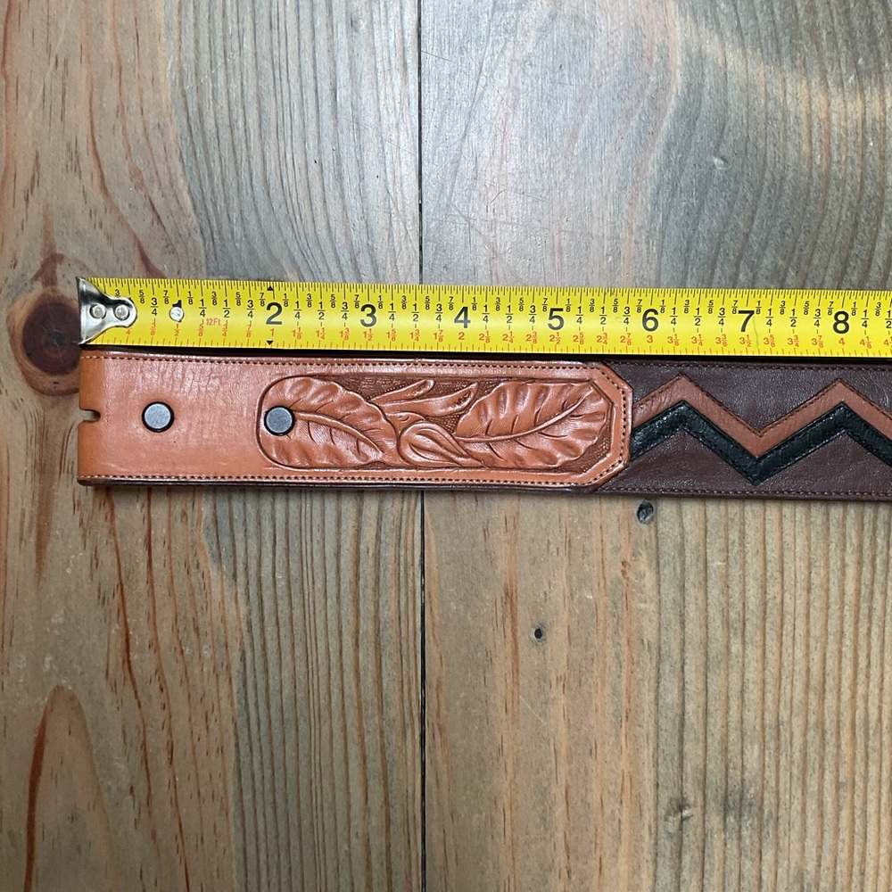 CUSTOM HANDMADE LEATHER INLAID BELT - Picture 3 of 10